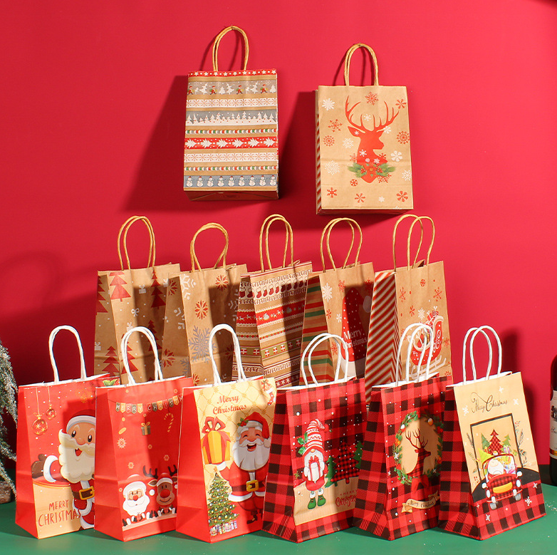 Christmas Paper Bag Cowhide Handbag Christmas Tree Elk Small Gift