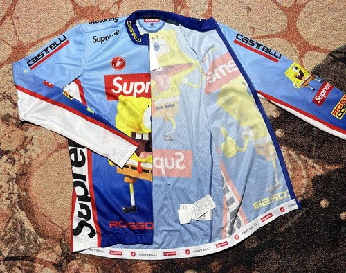 Supreme SpongeBob SquarePants Castelli L/S Cycling Jersey Blue Size Medium New - Picture 4 of 8