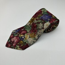 Brooks Brothers Tie Red Floral 100 Silk Made USA 3 1/2 x 60 T44