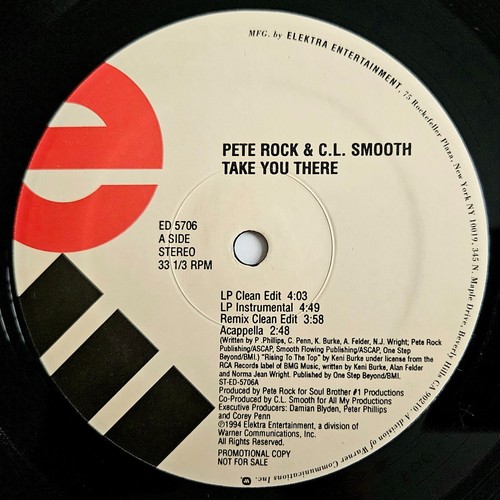 1994 - PETE ROCK & C.L. SMOOTH - TAKE YOU THERE / GET ON THE MIC - ELEKTRA PROMO - Picture 4 of 4