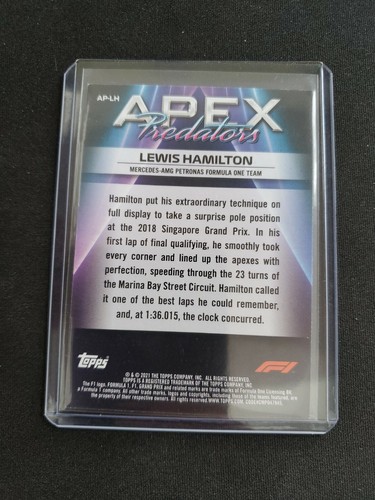 2021 Topps Formula 1 Lewis Hamilton Apex Predators Insert Card AP-LH - Picture 2 of 2