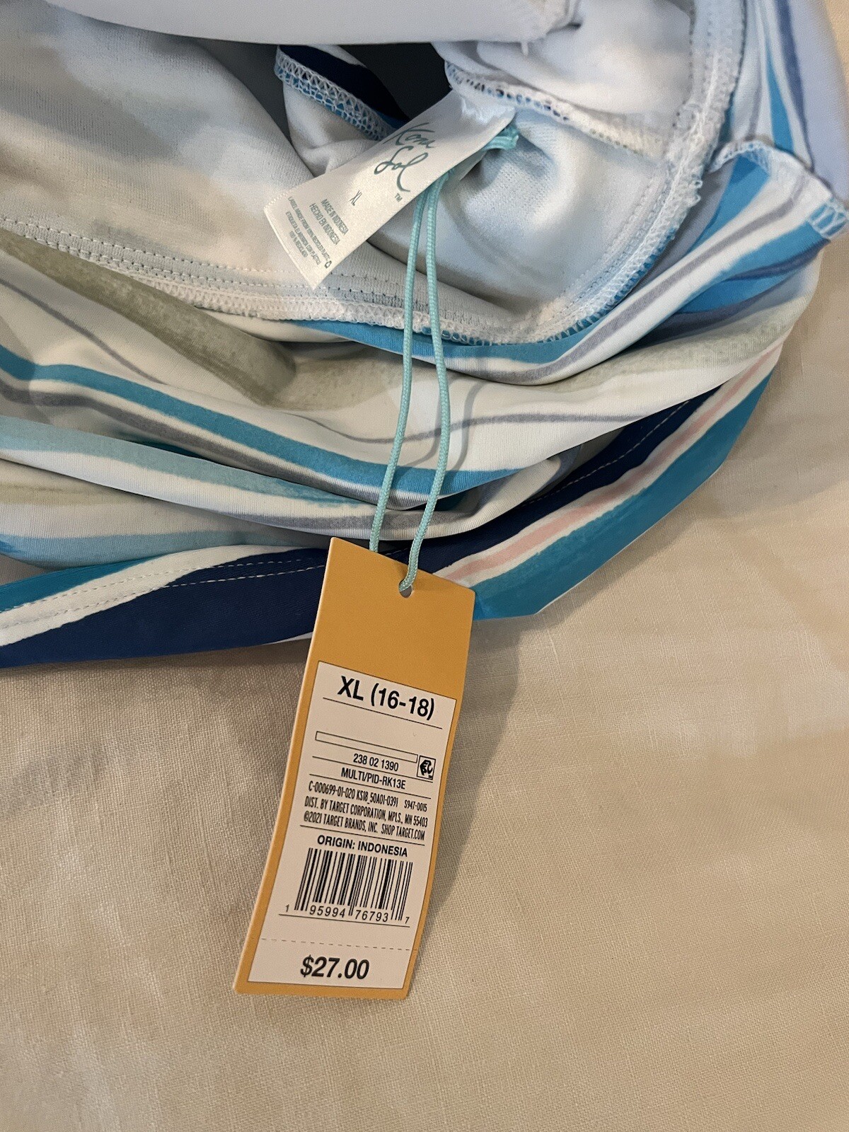 Brand New kona sol tankini top Womens 1618 XL Stripe Bathing Suit Top