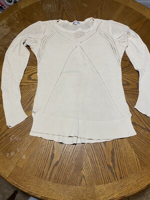 Womens LL Bean Signature Fisherman Tunic Open Knit Cream