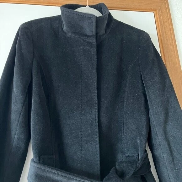 Calvin Klein Coat Long Sleeve Black Long Angora Wool Blend New Size 8 - Image 3 of 4