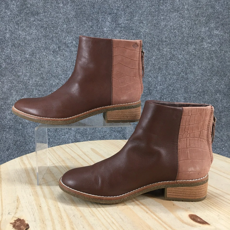 Botas Sperry para mujer 7,5 Maya Belle botín al tobillo cuero marrón cremallera STS84349 Foto 2 de 4