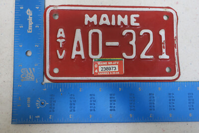 2004 04 MAINE ME ATV 4-WHEELER ALL TERRAIN VEHICLE LICENSE PLATE TAG # A0321 321