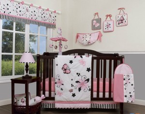 pink and black crib bedding