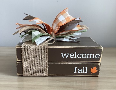 ''Welcome Fall''  Wooden Book Stacks, Home Decor Farmhouse Style, Fall Decor