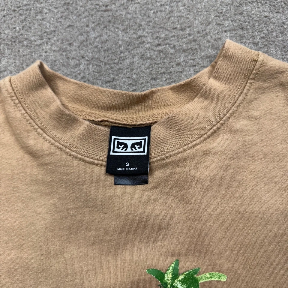 Obey Graphic T Shirt Women's Size S Brown Long Sleeve Pullover Strawberry Tee - Image 4 of 4