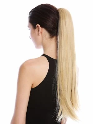 Postiche Tresse Queue de Cheval Peigne Enfichable Bändchen Lisse Blond Doré 63cm - Photo 1/4