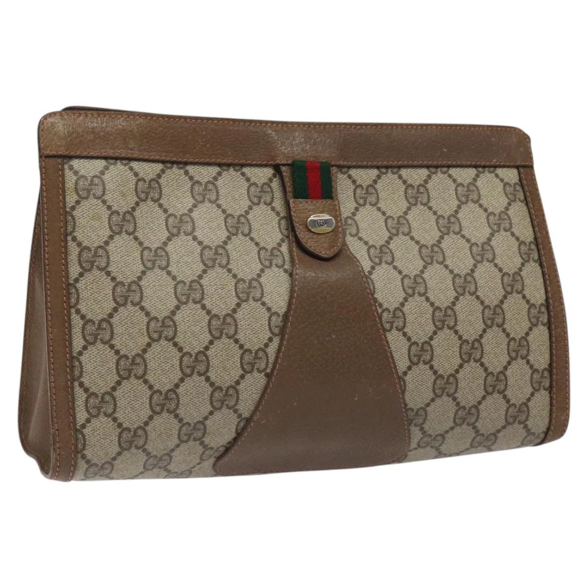 Sac pochette GUCCI GG Supreme Web Sherry Line PVC beige 89 01 033 authentique th5825