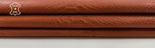 COGNAC TAN BROWN SNAKE PRINT EMBOSSED ON Thin Goatskin leather 6+sqf 0.6mm C3181