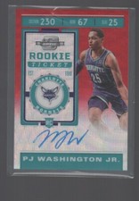 PJ WASHINGTON JR  2019-20 CONTENDERS OPTIC RED WAVE PRIZMS AUTO ROOKIE CARD #103