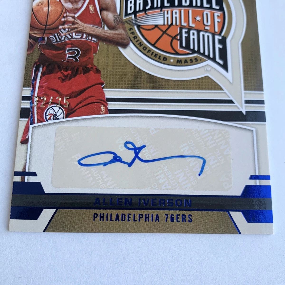 2021-22 Panini Chronicles Allen Iverson Auto /35 Blue Playoff Hall of Fame #HOF