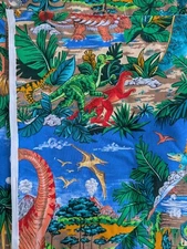 Vtg Dinosaur Print Fabric by Joan Messmore Cranston Colorful Cotton 45" x 2.5yds