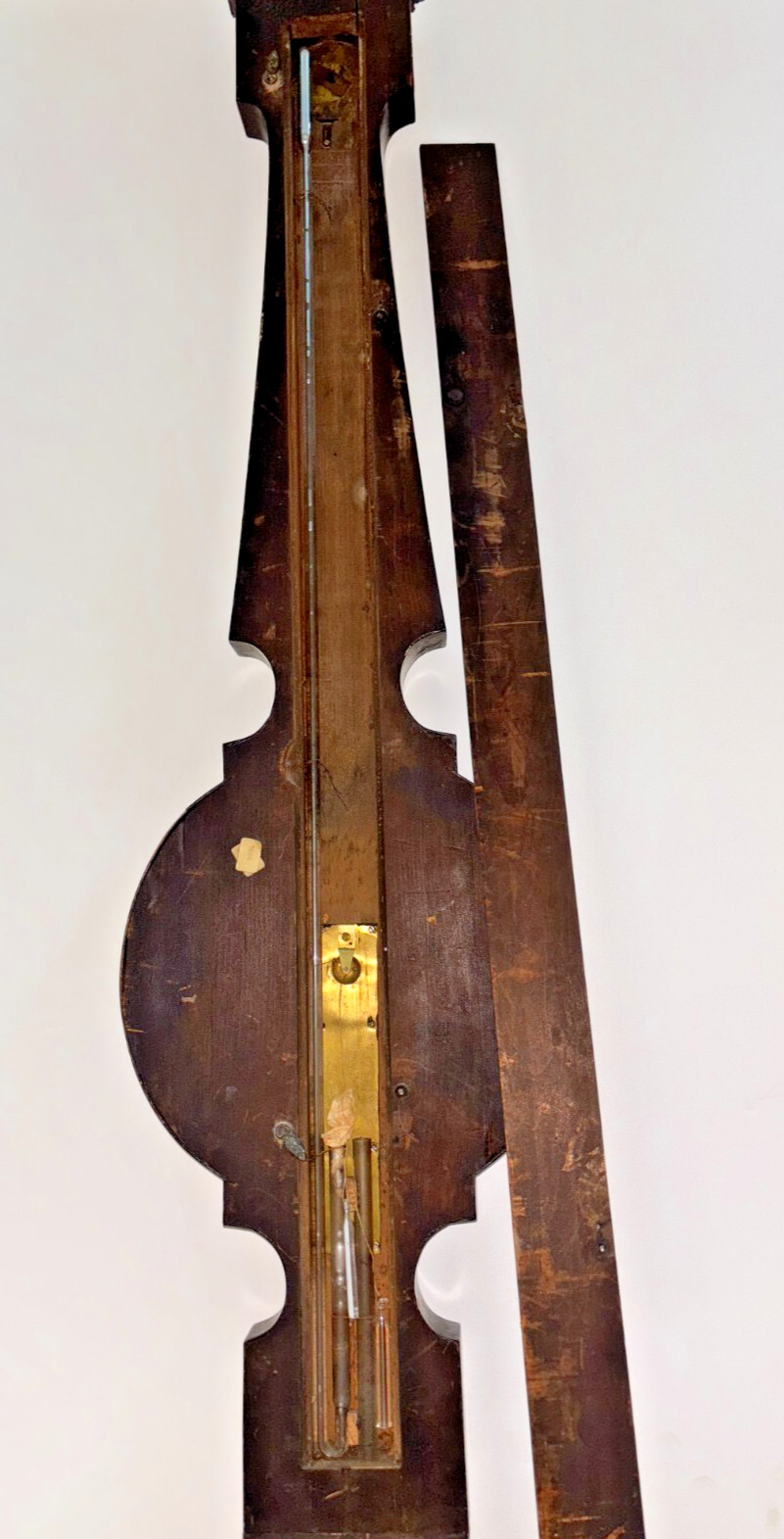 Antique F. Stoppani English Banjo Barometer & Thermometer Wall Weather Station