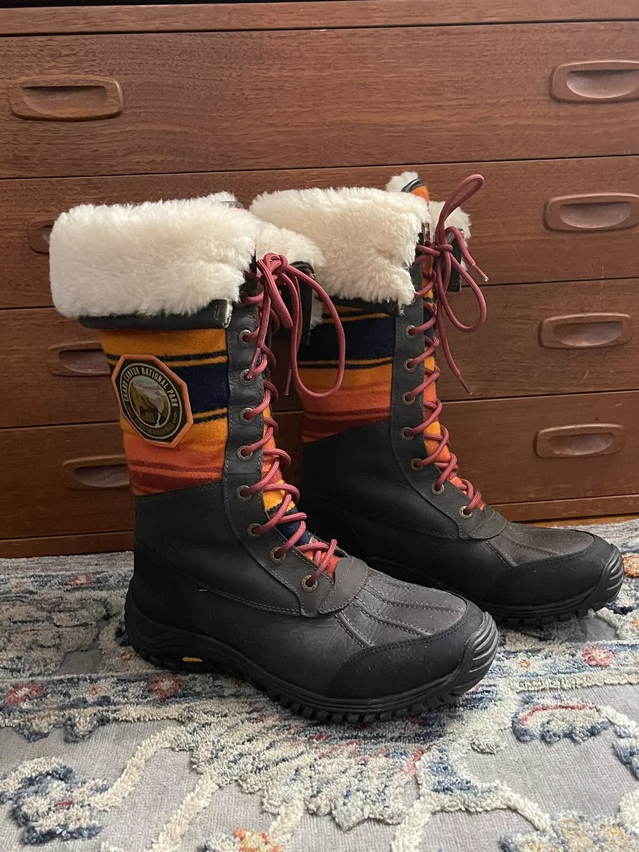 UGG ADIRONDACK TALL GRAND CANYON PENDLETON WP SHEEPWOOL BOOTS, US 9.5