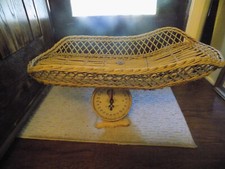 Vtg Antique Weigh 25 Pound Scale w 28" x 13" Wicker Basket Baby Face on front