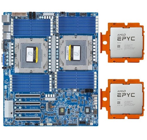 Gigabyte MZ73-LM1 E-ATX Motherboard + 2x AMD EPYC 9654 Unlocked CPU Processor - Picture 1 of 6