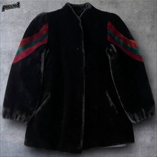 Vintage Sasson Borgazia 80's Women’s Faux Fur Black Coat Striped Sleeves Size 8