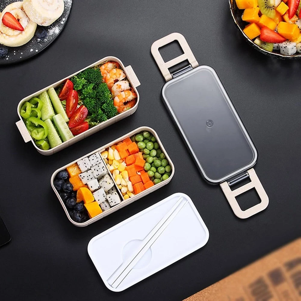 Bento lunch box thermal insulated picnic storage container with tableware