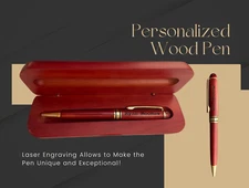 Personalized Red Maple Wood Ballpoint Pens Executive Laser Engraved Gift