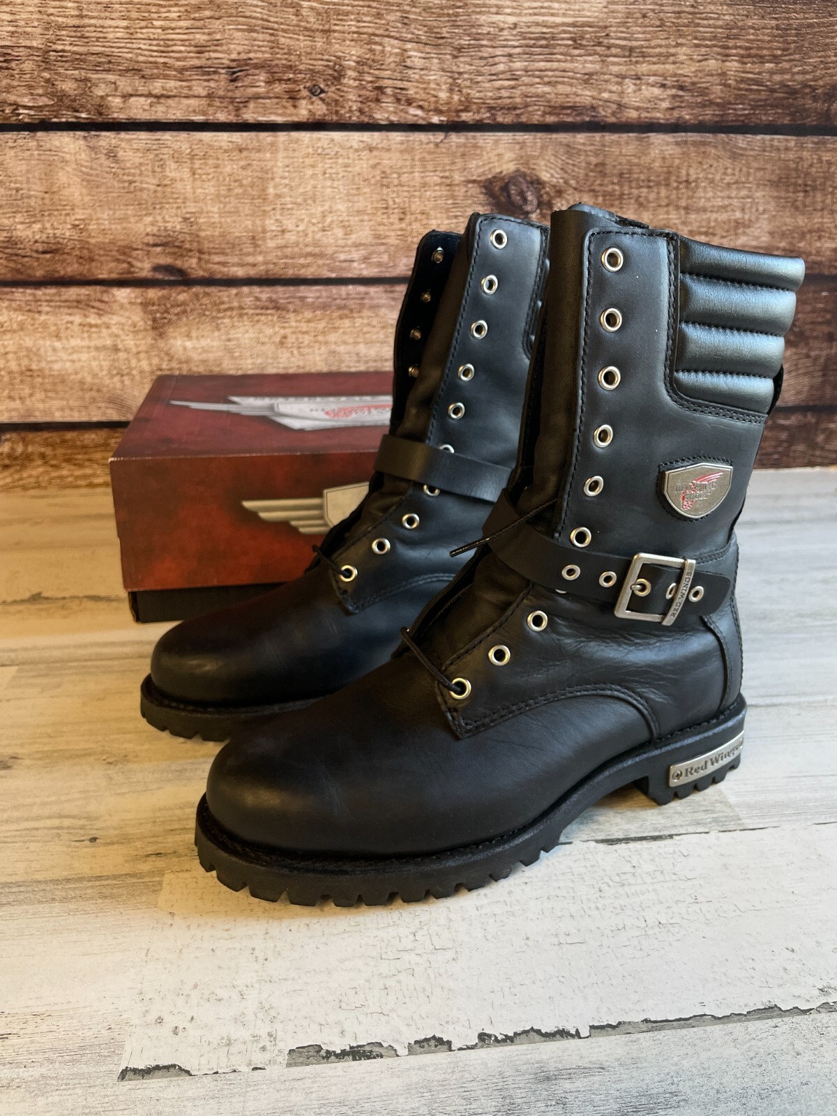 Red Wing Women's Motorcycle Boots Size 10 Black Leather eBay