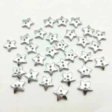 Pkg of 20 Plastic SILVER STAR Craft Buttons 1/2" (12mm) (2135)