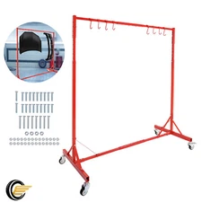 5-7ft Red Painting Rack Adjustable Paint Hanger 8 Hooks Auto Body Painting Stand