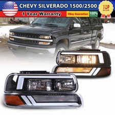 For 1999-2002 Chevy Silverado 00-06 Tahoe Led Drl Headlightsbumper Lamps Pair
