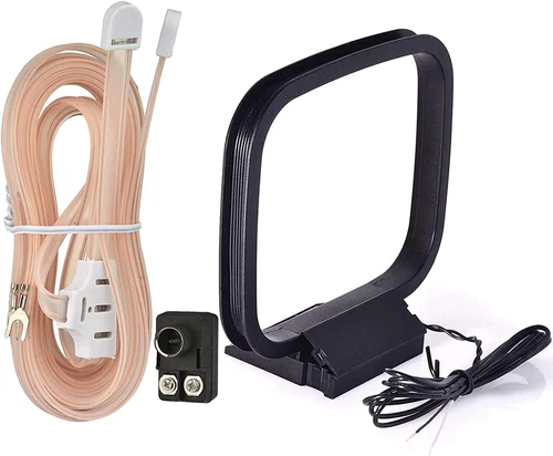 AM FM Loop Dipole Antenna 2 Pin Bare Wire F Balun 300-75 ohm for Home Stereo