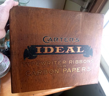 NASTRI PER MACCHINA DA SCRIVERE ANTICHI CARTER'S IDEAL E CARTE IN CARBONIO LEGNO ESPOSIZIONE NEGOZIO