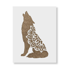 Mandala Wolf Stencil - Reusable Mylar Stencils for Painting