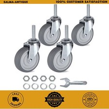 Caster Wheels 3 Inch Set of 4 Heavy Duty Threaded Stem Casters 3/8"-16 X 1-1/2"