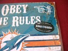 Vintage Miami Dolphins Team NFL Embossed Football Tin Metal Sign Obey The Rules — photo 3