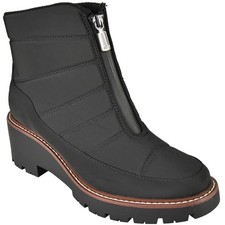 Black Boots Shoes Rain Snow Fleece Rubber Lined Waterproof Zip Ladies Womens Siz