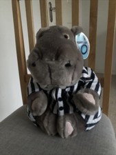 Silent night Hippo Logo In Striped Pyjama’s.  Has A Black Mark On Sleeve