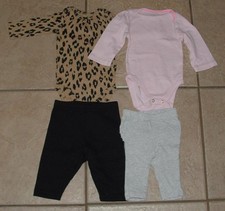 Girls Sz 0-3 Months Casual Wear Shirts  Pants 4 Pc Mixed Lot CARTERS OLD NAVY