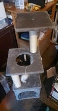 Grey Medium Cat Scratching Tree Tower Sisal Posts Platforms Hideaway Plush Toy
