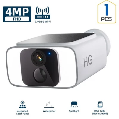 HG WiFi6 Dual Band Wireless Solar Battery Power Security Camera System 4MP Outdoor