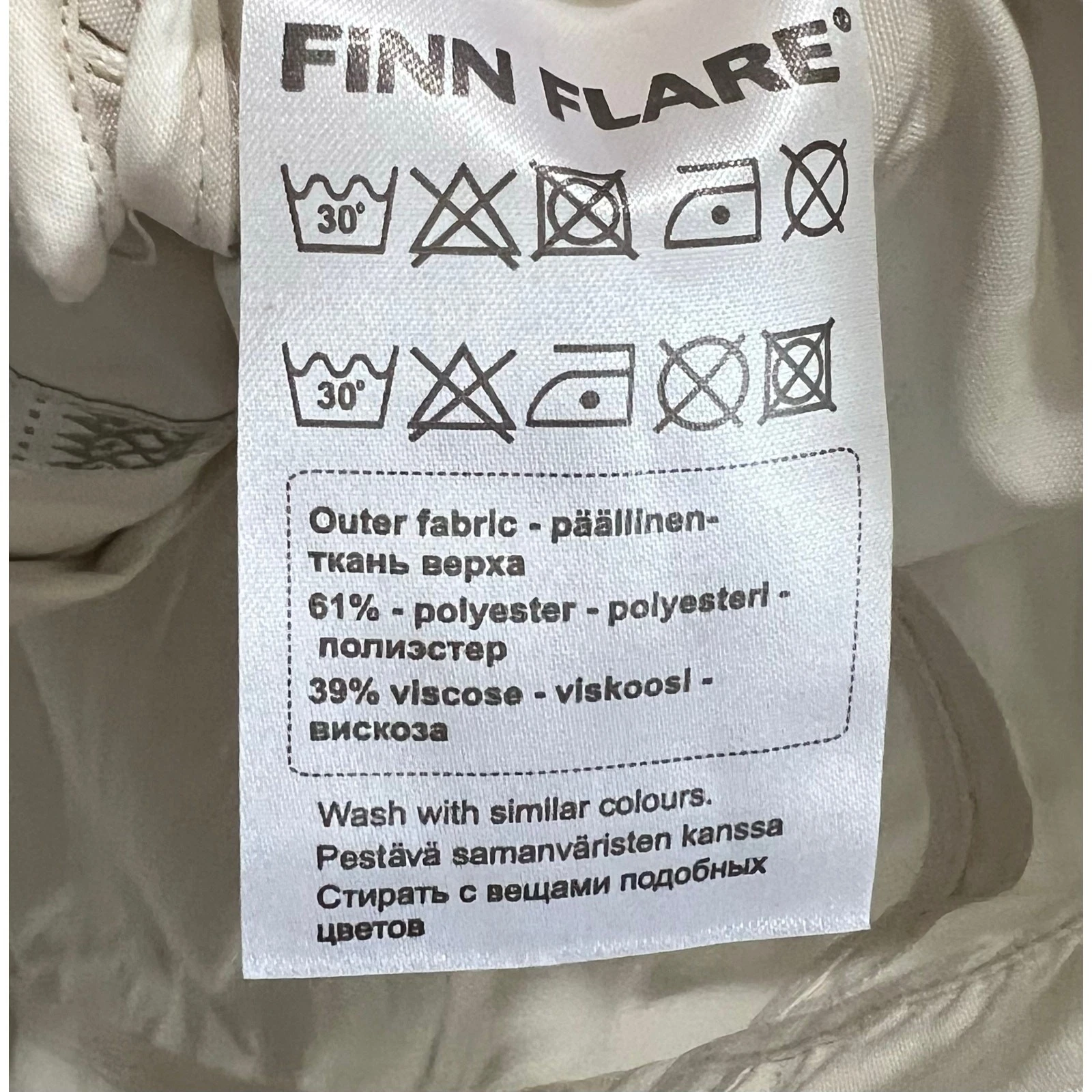 Finn Flare Mens Jacket Cream Full Zip Stand-Up Collar Zip Pockets European Sz S - product detail image 7