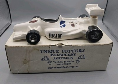 JIM BEAM INDY Race CAR IN White-EMPTY Unique Pottery Australia  2001 in Box