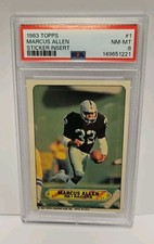 1983 TOPPS STICKER #1 MARCUS ALLEN ROOKIE CARD HOF PSA 8 NM-MT. rookie card picture