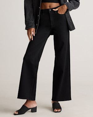 Quince Bella Stretch Wide Leg Jeans Black Pants 27