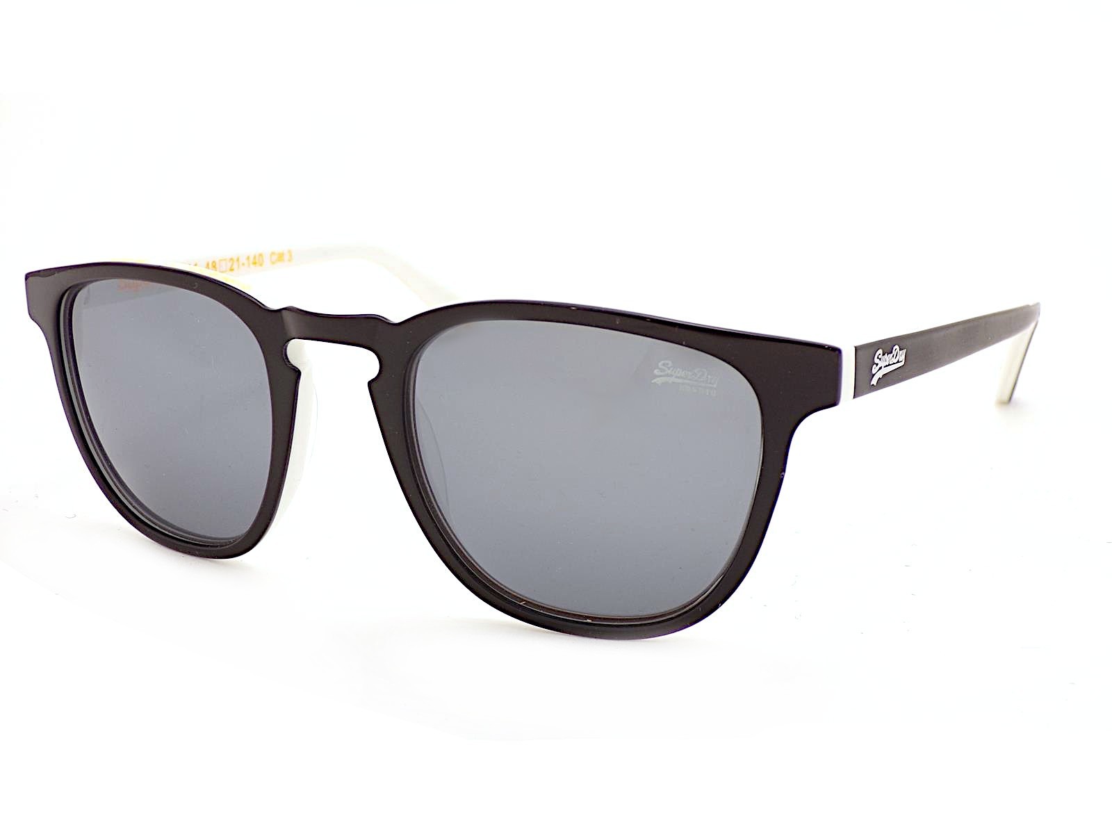 Superdry SDS Roku Round Sunglasses Black over White w/ Silver Mirror Lenses 196