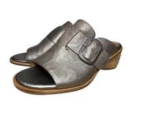 SÖFFT Candyce Leather Block Heel Slide Sandal In Steel Sz 9.5 