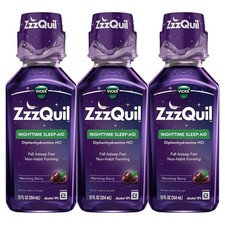 ZzzQuil Nighttime Sleep-Aid Liquid, Berry, 12 fl. oz., 3 pk. 10/2027