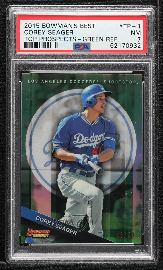 2015 Bowman BOWMAN'S BEST TOP PROSPECTS Green Refractor #TP-1 Corey Seager front