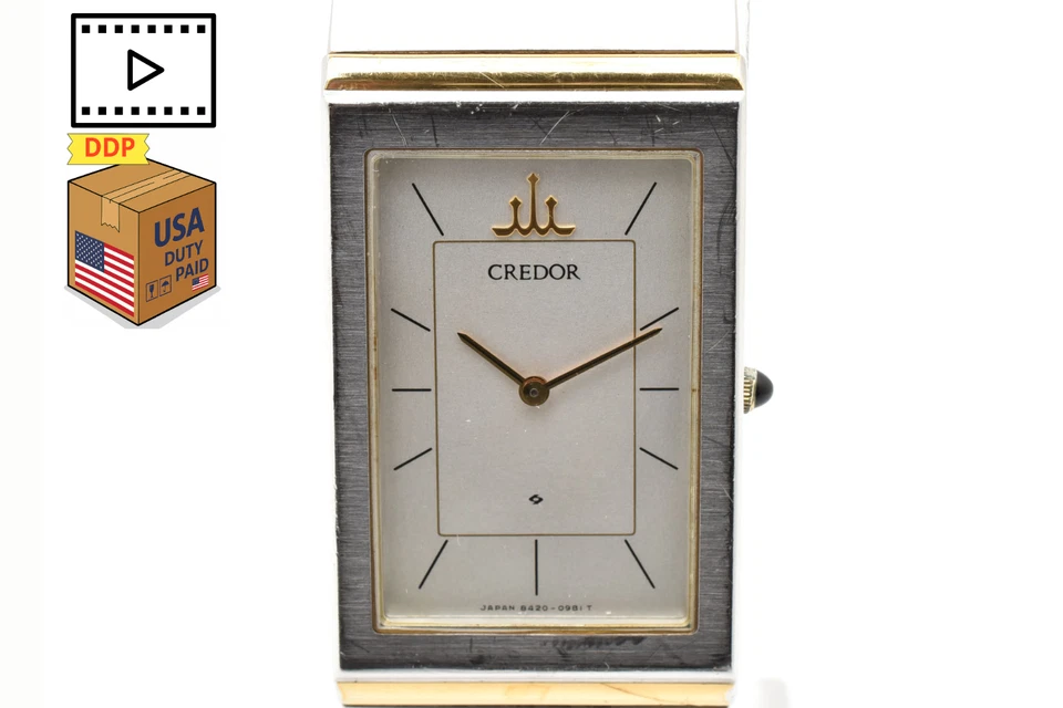 Vintage 1985 [Exc+5 w/Box] SEIKO Credor 8420-6400 Gold 22K Men's Quartz Watch JP - Image 4 of 4