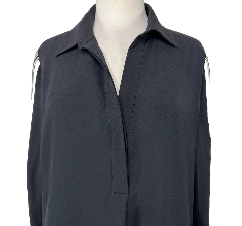 Reiss Black Ellie Side Stripe Long Sleeve Mini Dress Size 10 - Image 4 of 4